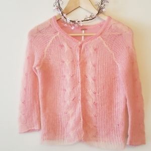 Free People mohair pink / orange cardigan sweater
